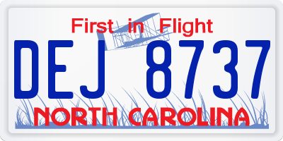 NC license plate DEJ8737