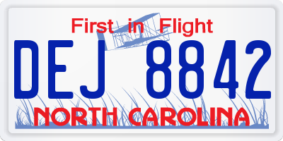 NC license plate DEJ8842