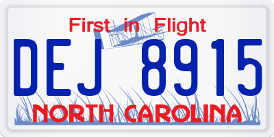 NC license plate DEJ8915