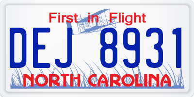 NC license plate DEJ8931