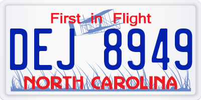 NC license plate DEJ8949