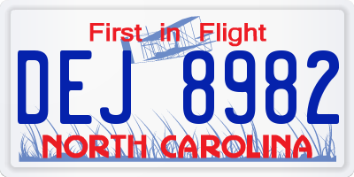 NC license plate DEJ8982