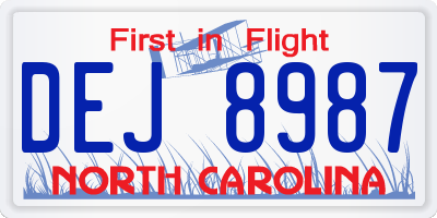 NC license plate DEJ8987