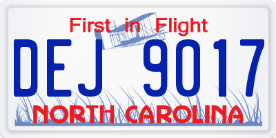 NC license plate DEJ9017