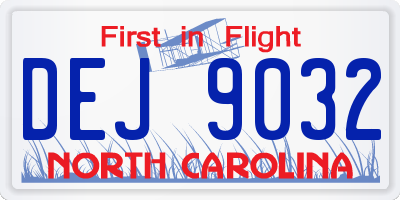 NC license plate DEJ9032