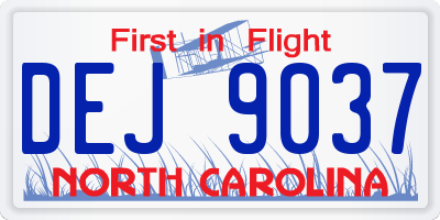 NC license plate DEJ9037