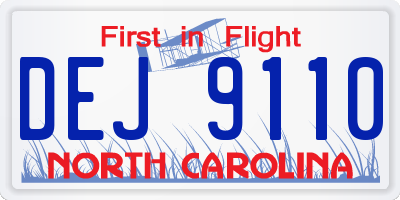 NC license plate DEJ9110