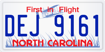 NC license plate DEJ9161