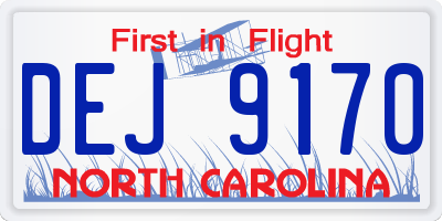 NC license plate DEJ9170