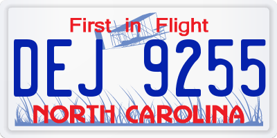 NC license plate DEJ9255