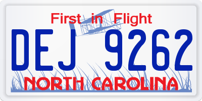 NC license plate DEJ9262