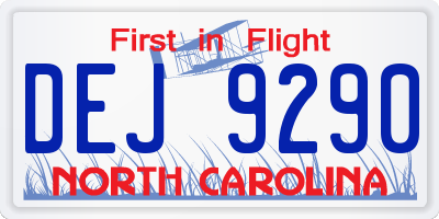 NC license plate DEJ9290