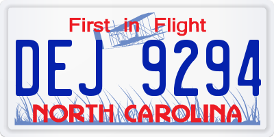 NC license plate DEJ9294