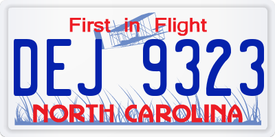 NC license plate DEJ9323