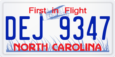 NC license plate DEJ9347