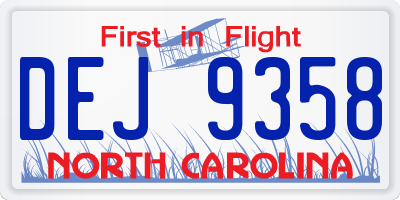 NC license plate DEJ9358