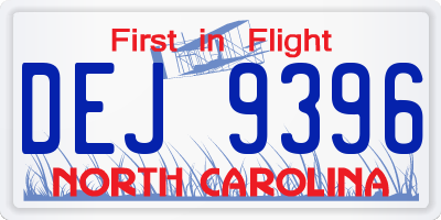 NC license plate DEJ9396
