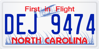 NC license plate DEJ9474