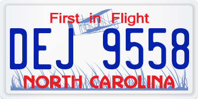 NC license plate DEJ9558