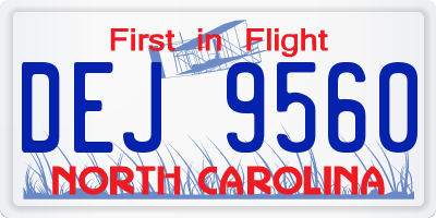 NC license plate DEJ9560