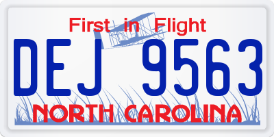 NC license plate DEJ9563