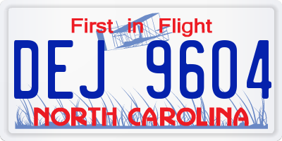 NC license plate DEJ9604