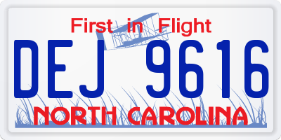 NC license plate DEJ9616