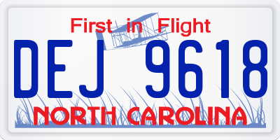 NC license plate DEJ9618