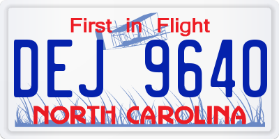 NC license plate DEJ9640