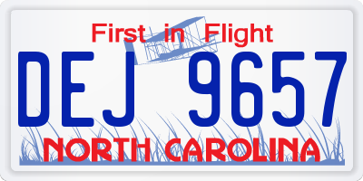 NC license plate DEJ9657