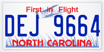 NC license plate DEJ9664