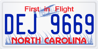 NC license plate DEJ9669