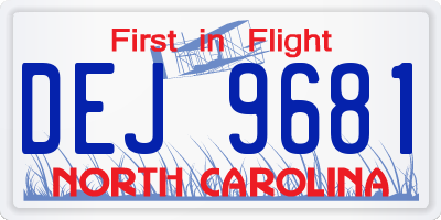 NC license plate DEJ9681