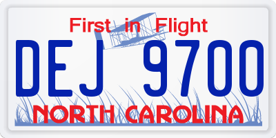 NC license plate DEJ9700