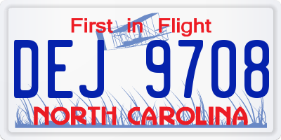 NC license plate DEJ9708
