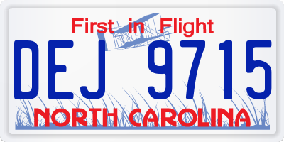 NC license plate DEJ9715