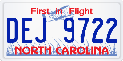 NC license plate DEJ9722