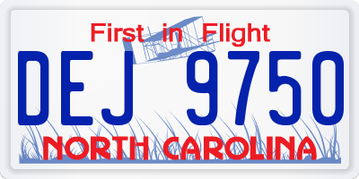 NC license plate DEJ9750