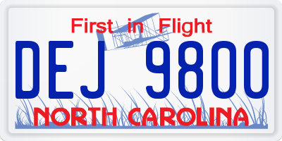 NC license plate DEJ9800