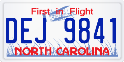 NC license plate DEJ9841