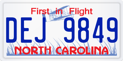 NC license plate DEJ9849
