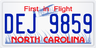 NC license plate DEJ9859