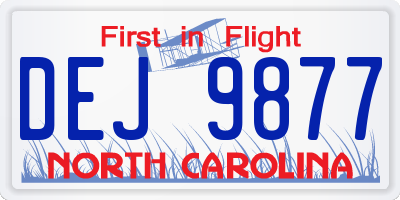 NC license plate DEJ9877