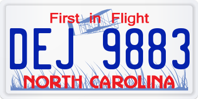 NC license plate DEJ9883