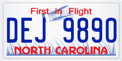 NC license plate DEJ9890