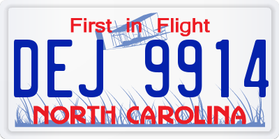NC license plate DEJ9914