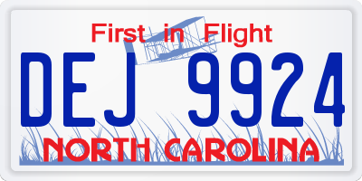NC license plate DEJ9924