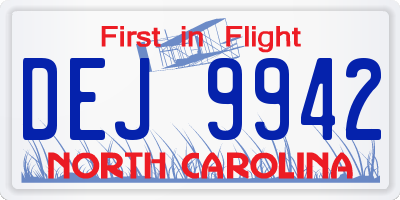 NC license plate DEJ9942