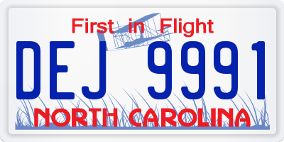 NC license plate DEJ9991