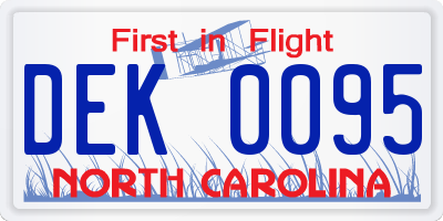 NC license plate DEK0095
